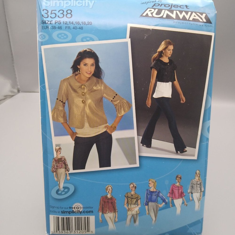 UNCUT Sewing PATTERN Simplicity 3538, Project Runway Inspired Misses 2007 Jacket